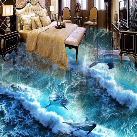 Buy Zxcvbn 3d Floor Murals Photo Wall Mural 3d Floor Dolphin Ocean