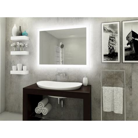Suite Mirror Serenity Backlit Led Mirror With Extended Frosted Edges 36 X 36 6000k The Home