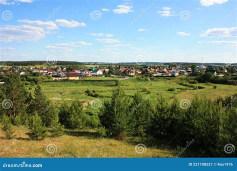 Village Houses Among Green Meadows Stock Image Image Of Pattern