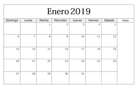 Calendario Enero 2019 Para Imprimir Calendario Enero Calendario