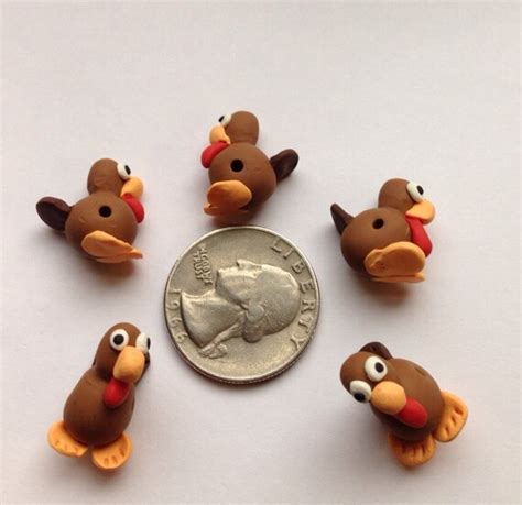Items Similar To 5 Polymer Clay Turkey Beadsthanksgiving On Etsy