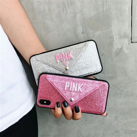 New Luxury Pink Brand Glitter Leather Case For Iphone 8 7 6 6s Plus X