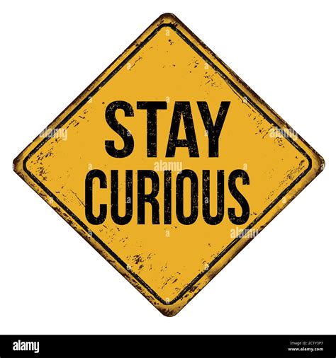 Stay Curious Vintage Rusty Metal Sign On A White Background Vector Illustration Stock Vector