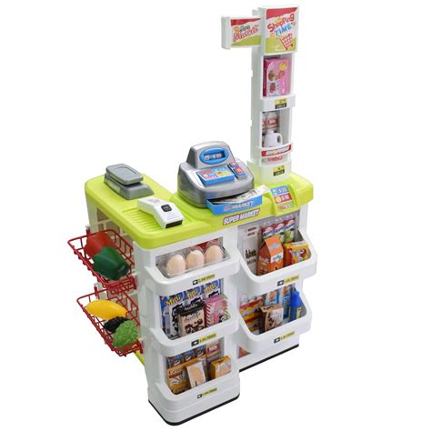 Seprovider Kids Supermarket Playset With Toy Shopping Cart Toy Cash