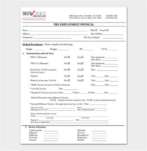 Free Physical Form For Work How To Fill Out With Examples Word Pdf