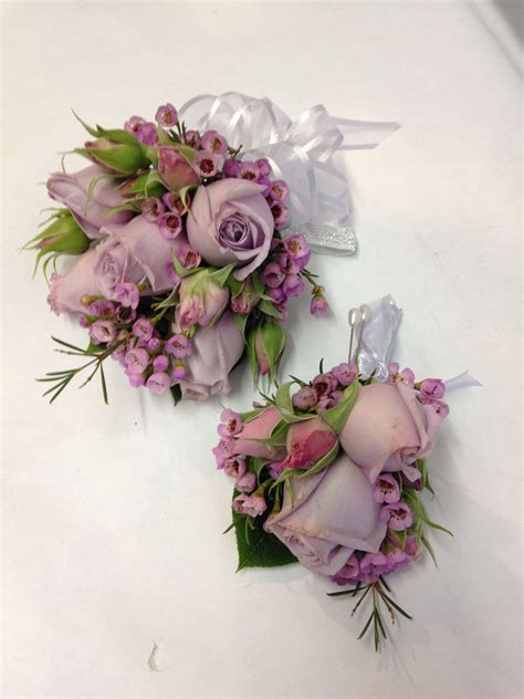 light and lavender corsage and boutonniere in san francisco ca flowers of the valley