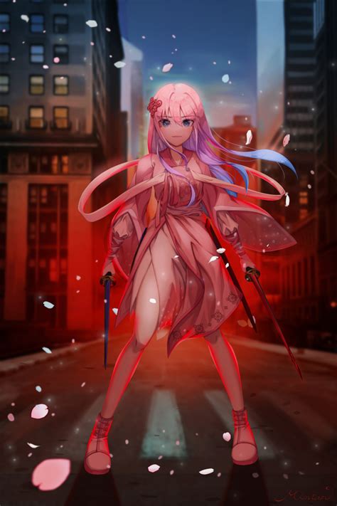 safebooru 1girl absurdres bangs blue eyes blurry breasts cello0702 commentary request dress