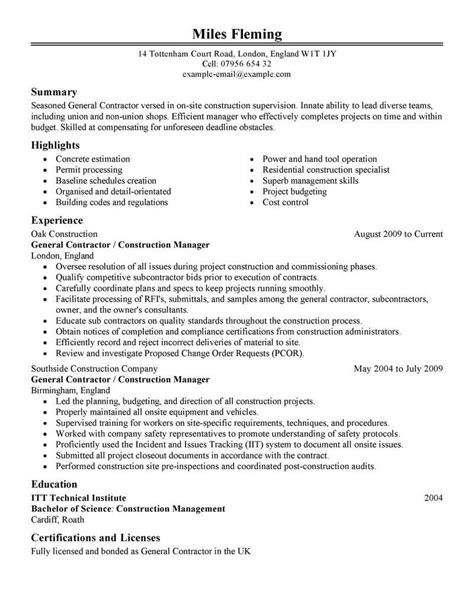 Professional General Contractor Resume Examples
