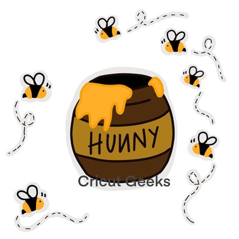 Honey Pot And Bees Winnie The Pooh Print Then Cut Design Png Etsy