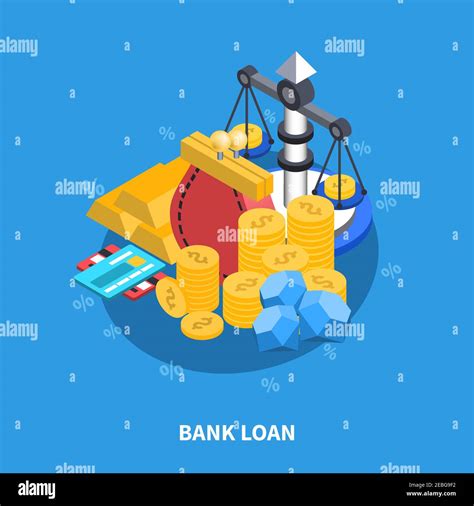 Bank Loan Financial Isometric Icons Round Composition With Coins Scales