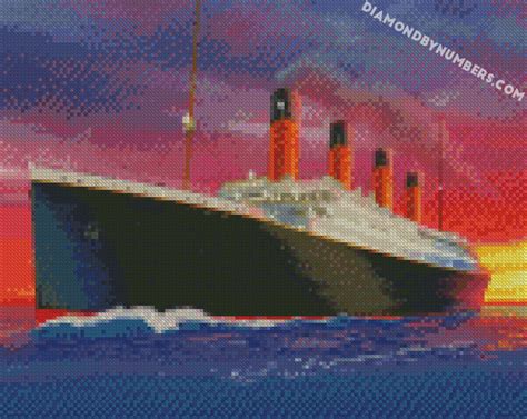 Titanic Ship At Sunset 5d Diamond Painting Diamondbynumbers