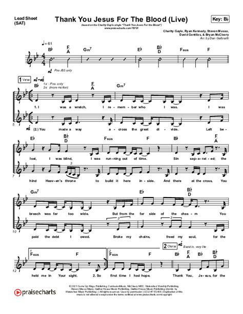 Thank You Jesus For The Blood Sheet Music Pdf Charity Gayle