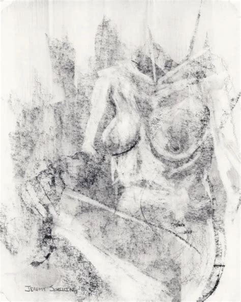 Female Nude Original Graphite Drawing Naked Woman Figure Beauty Sit