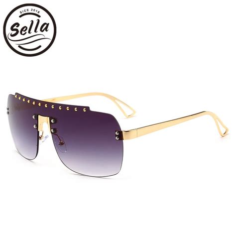 sella 2018 new fashion oversized rimless conjoined sunglasses trending men women nail decoration