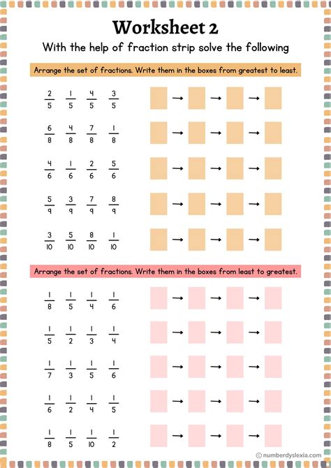 Printable Fraction Strips Worksheets Pdf Included Number Dyslexia