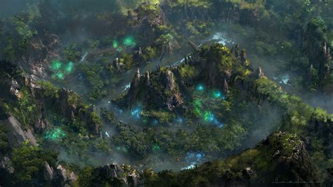 Artstation Forest Aerial View Heewann Kim Fantasy Landscape