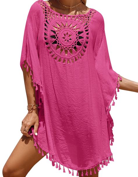 Swimsuit Cover Up For Women Plus Size Hollow Hand Crochet Neck Boho