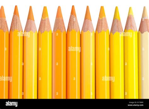 Yellow Pencils Isolated On White Background Or Color Crayons Stock