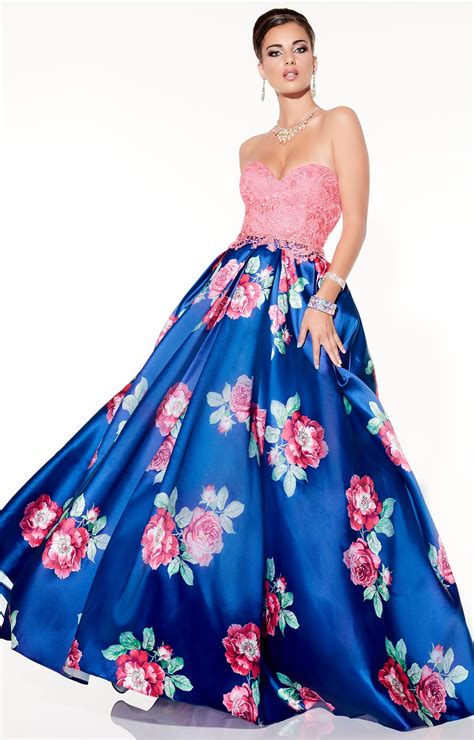 Panoply 14835 Printed Mikado Ball Gown With Sweetheart Lace Applique