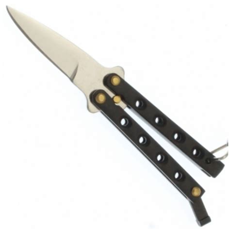 Mini Keychain Balisong Butterfly Knife Satin Blade