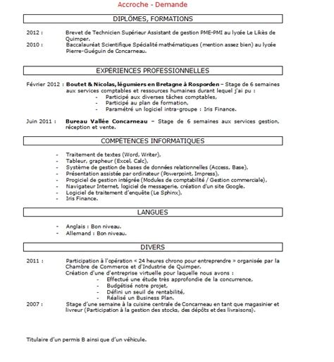 exemple cv creche gratuit  CV Anonyme