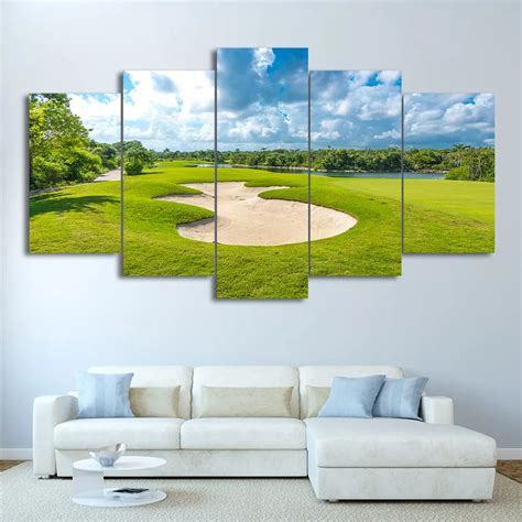 Hd Printed 5 Piece Canvas Art Golf Course Painting Golf Ball Modular