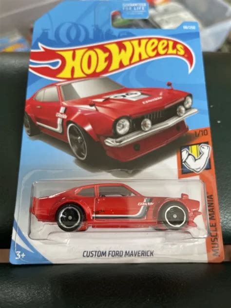 HOT WHEELS CUSTOM Ford Maverick Red Coupe Car HW Muscle Mania Silver