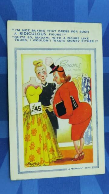 Saucy Bamforth Comic Postcard 1948 Big Boobs Bum Fashion Ridiculous Figure 857 Picclick