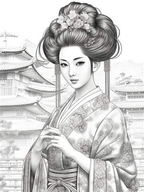 Japanese Princesses Coloring Book For Adults And Kids Etsy