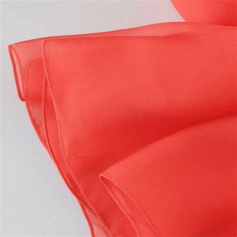 Coral Red Silk Chiffon Scarf Solid Color Silk Scarf Large Etsy