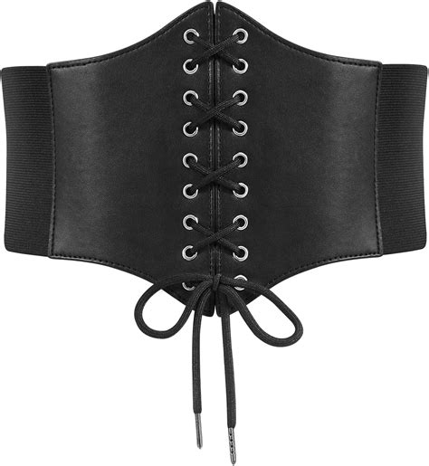 SUOSDEY Black Corset Waist Belt for Women Tied Waspie Belt Lace-up