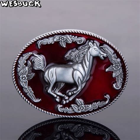 5 Pcs Moq Wesbuck Brand Red Horse Metal Belt Buckles For Man Women