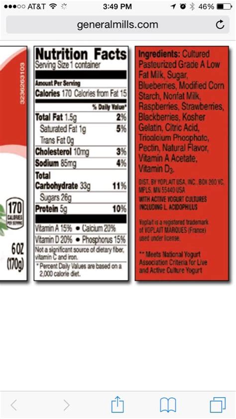 Yoplait Yogurt Ingredients Label Pensandpieces