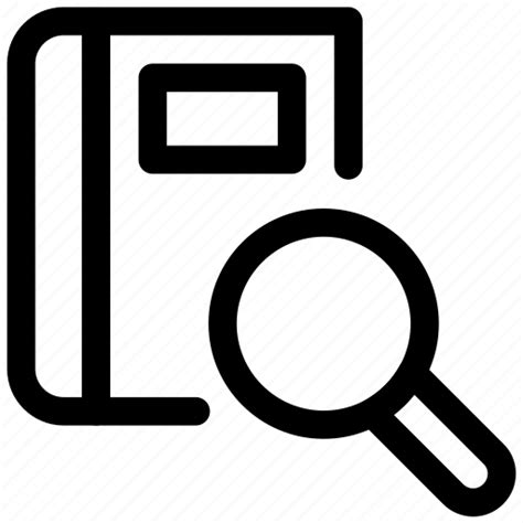Book, book with magnifier, magnifier, online book, online book searching, search book icon icon