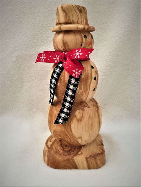 Hand Turned Wooden Snowman Christmas Decoration Etsy