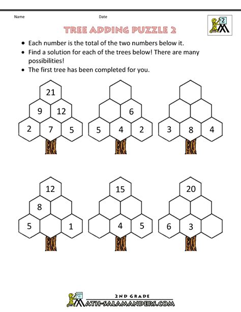 On these printable math worksheets, students will use a cypher key to decode the numbers on math problems. Math Puzzles 2nd Grade