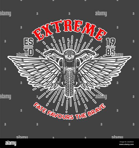 Extreme Emblem Template With Winged Motorcycle Design Element For