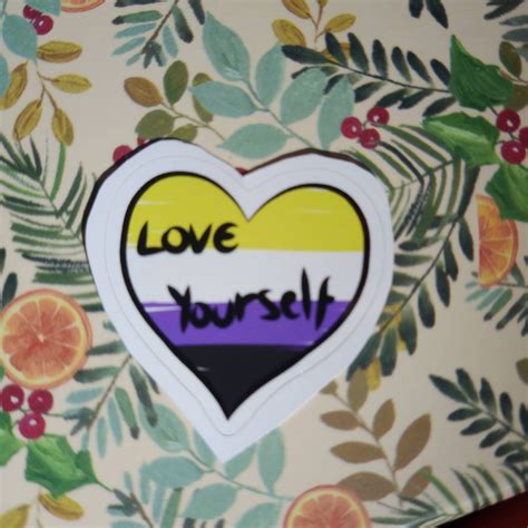 Lgbtq Non Binary Pride Flag Heart Shaped Sticker Etsy