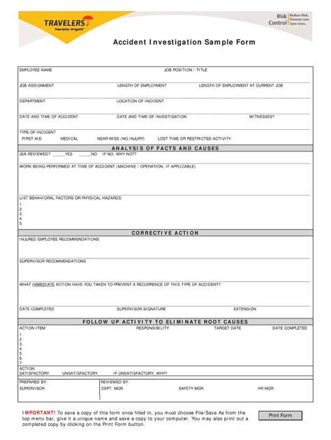 Fillable Online Accident Investigation Sample Form Fax Email Print