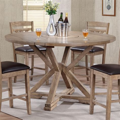 Grandview Dropleaf Counter Height Table With Lazy Susan Center Sadler
