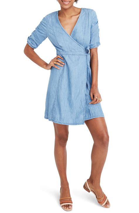 Madewell Shirred Sleeve Denim Wrap Dress Available At Nordstrom Wrap