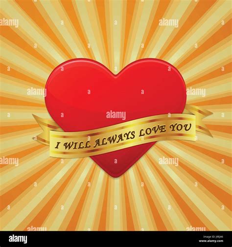Heart With Ribbon And Phrase I Will Always Love You Vector Concept