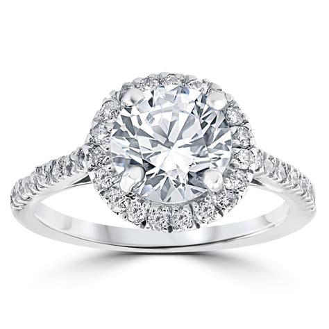 2 1 3 ct round round diamond halo engagement ring 14k white gold enhanced