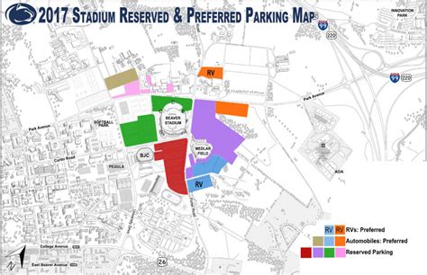 Penn State Football Parking Map Printable Map