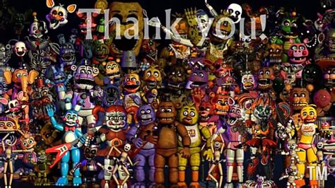 El cartel de gracias con todos los animatronicos FNaF Amino Español Amino