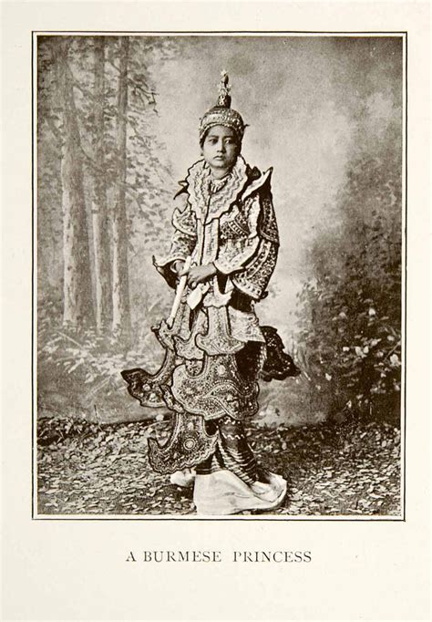 1907 Print India Burmese Princess Portrait Cultural Costume Dress Roya