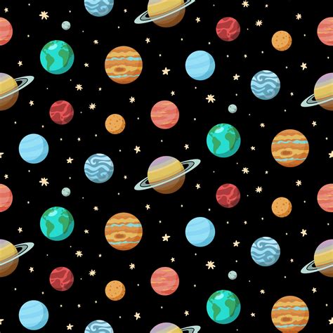 Solar System Planets Space Seamless Pattern Backgroung For Package
