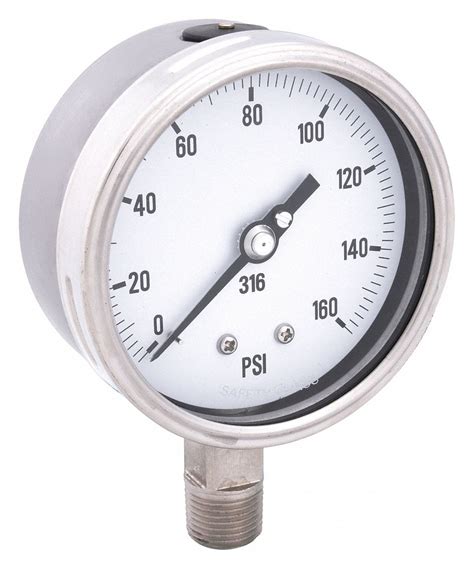 Pic Gauges 0 To 160 Psi 4 In Dial Industrial Pressure Gauge 20tw97