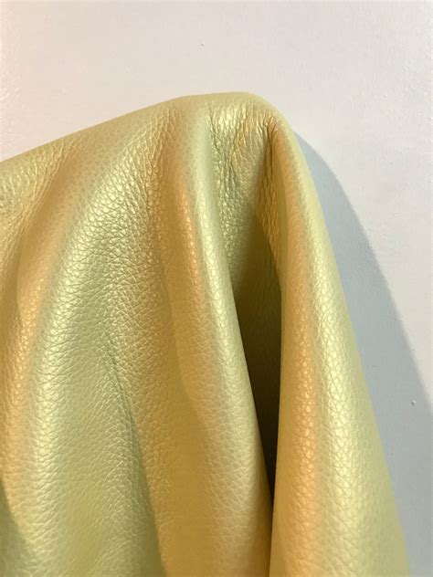 Yellow Pearlized Naturally Tumbled Grain Cowhide Leather 34 Inches X 75