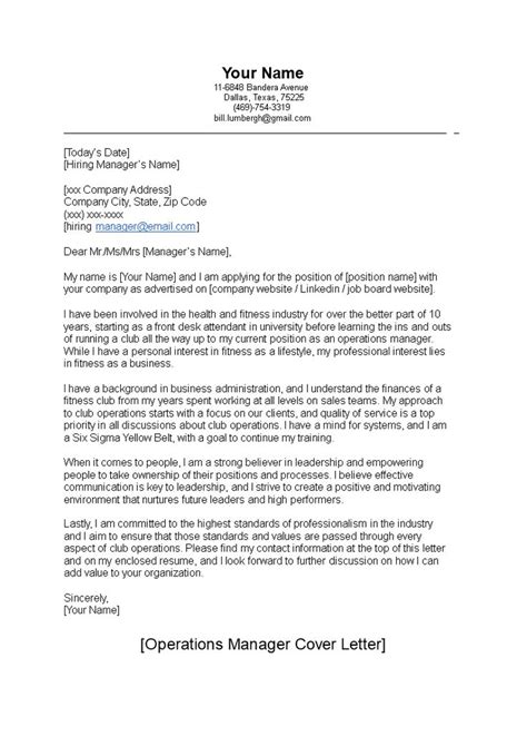 Cover letters in email format are designed more some basic tips and our free templates sample cover letters may be a strong help in this regard. Operations Manager Cover Letter Sample - | Free cover ...